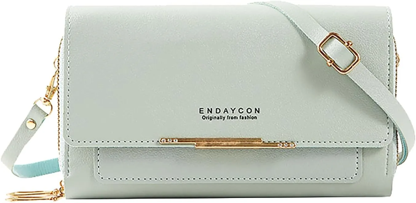 New Women's Wallet Korean Multifunctional Shoulder Bags Medium Long Clutch Bags Purse Bag for Men (Green, One Size)