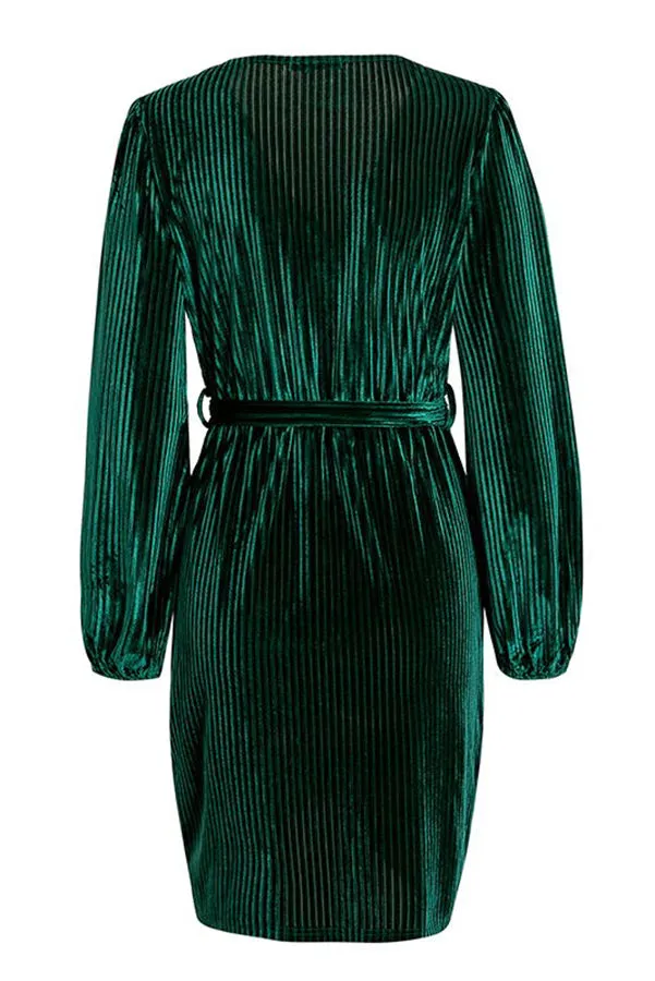 Nights In Paris Velvet Belt Wrap Mini Dress