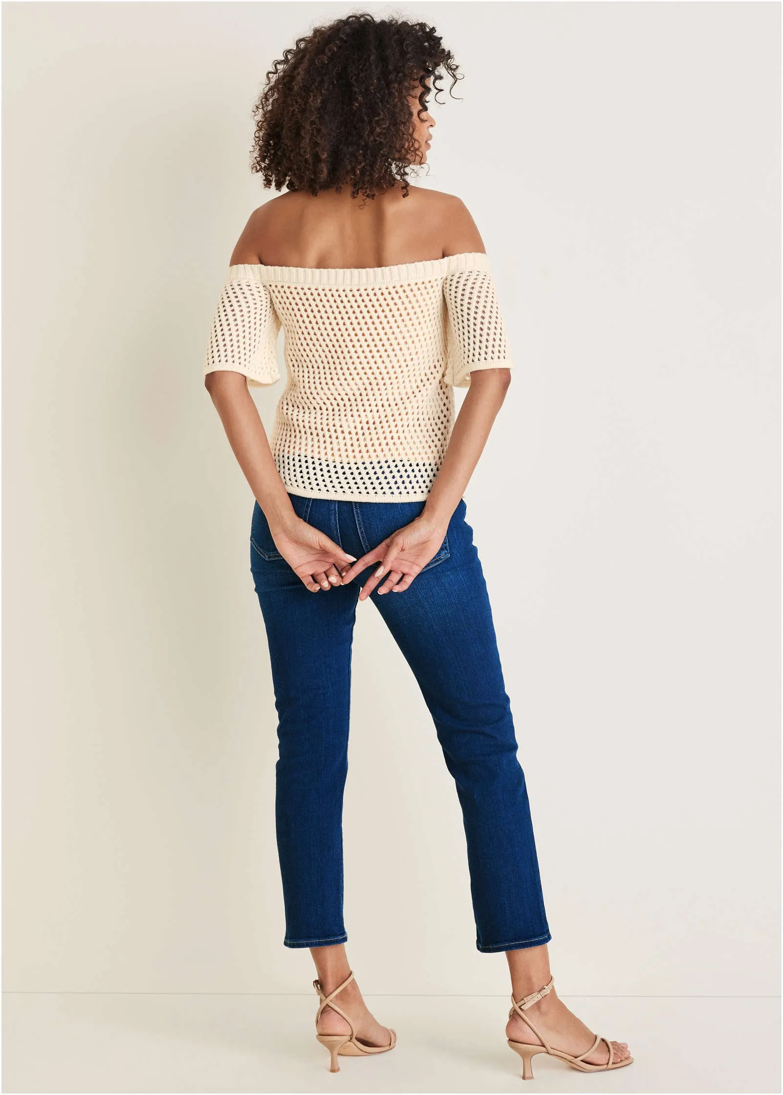 Off-Shoulder Knit Sweater - Off White