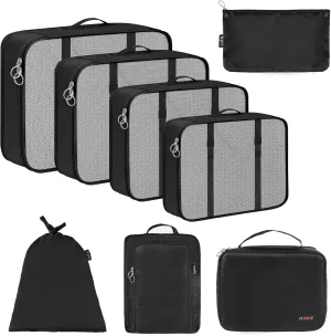 Packing Cubes, 8 Set Packing Cubes for Suitcases - Travel Bag for Travel Size Essentials Accessories, Compression Storage Shoe Bag, Clothing Underwear Bag, for Man & Women
