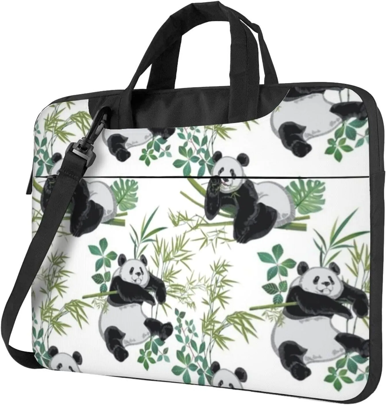 Panda Bear Eat Bamboo Modern 13-15.6 Inch Laptop Bag For Man And Women, Computer Messenger Bag, Trendy Shoulder Strap Design