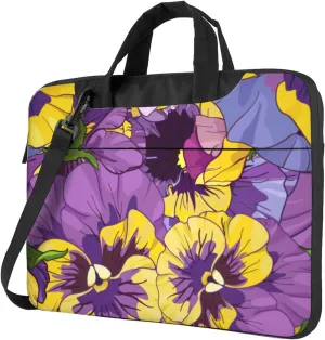 Pansy Flower Modern 13-15.6 Inch Laptop Bag For Man And Women, Computer Messenger Bag, Trendy Shoulder Strap Design
