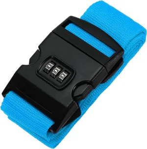 PATIKIL Luggage Straps, Suitcase Straps Adjustable Luggage Belts Strap with Combination Lock for Luggage Suitcases Travel, Light Blue