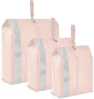 Plain Light Pink Solid Color Packing Cubes Set of 3, Lightweight Travel Luggage Organizers Foldable Bags for Easy Packing and Organization