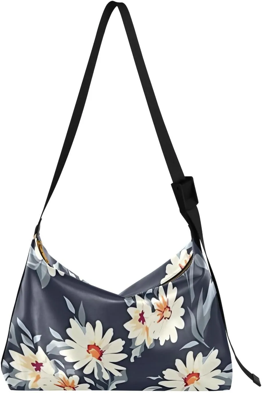 Pretty Daisy Floral Print Leather Hobo Bags for Women Large Womens Purse Stylish Floral Print Women Hobo Handbags