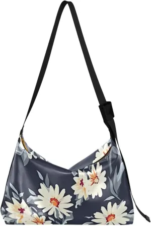 Pretty Daisy Floral Print Leather Hobo Bags for Women Large Womens Purse Stylish Floral Print Women Hobo Handbags
