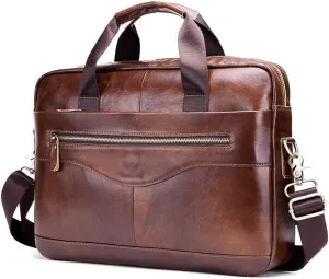 PTEXTU Large Capacity Vintage Messenger Bag Leather Men's Briefcase Tote Envelope Bag Computer Bag