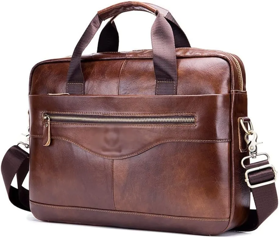 PTEXTU Large Capacity Vintage Messenger Bag Leather Men's Briefcase Tote Envelope Bag Computer Bag