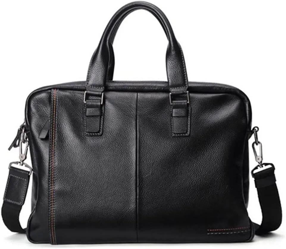 PTEXTU Vintage Men's Briefcases Shoulder Bag Leather Men's Bag Postman Bag Shoulder Laptop Bag