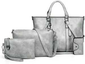 PU Leather Tote Hobo for Women Shoulder Crossbody Bags Elegant 4pcs Satchel Clutches Wallets