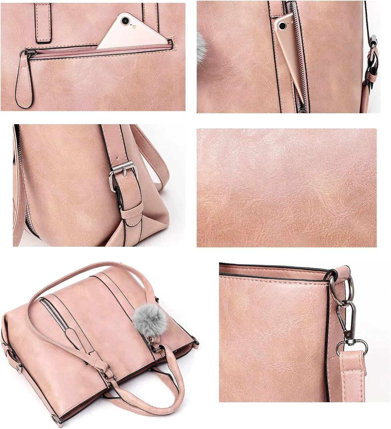 PU Leather Tote Hobo for Women Shoulder Crossbody Bags Elegant 4pcs Satchel Clutches Wallets