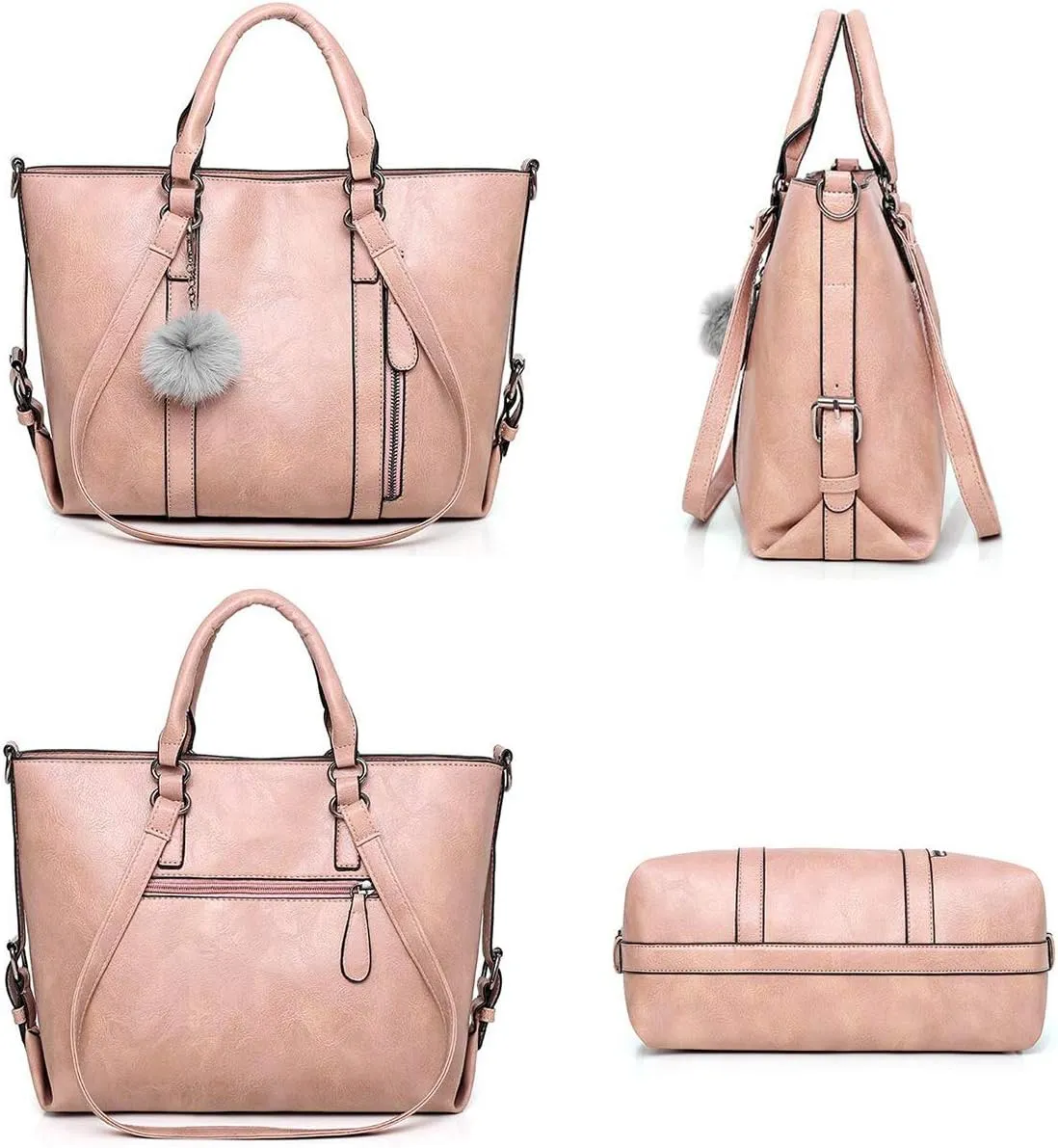 PU Leather Tote Hobo for Women Shoulder Crossbody Bags Elegant 4pcs Satchel Clutches Wallets