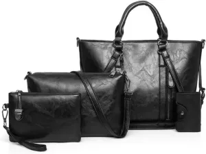 PU Leather Tote Hobo for Women Shoulder Crossbody Bags Elegant 4pcs Satchel Clutches Wallets