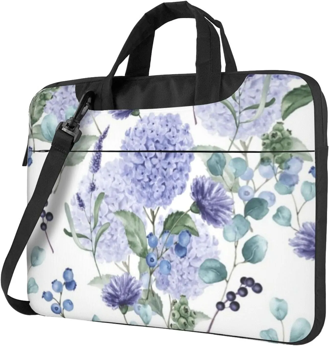 Purple Hydrangeas Modern 13-15.6 Inch Laptop Bag For Man And Women, Computer Messenger Bag, Trendy Shoulder Strap Design