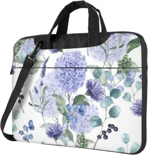 Purple Hydrangeas Modern 13-15.6 Inch Laptop Bag For Man And Women, Computer Messenger Bag, Trendy Shoulder Strap Design