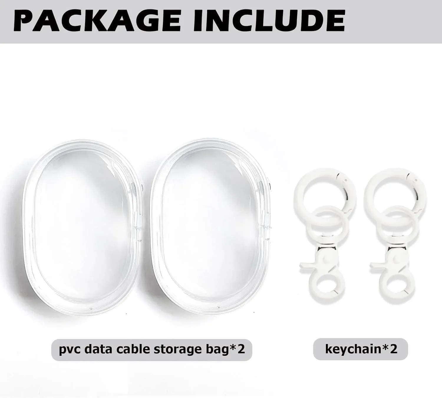PVC Storage Bag for Organizing Data Cables, Chargers, Earphone, Earbud, Keys, Change, Camera Chips, Portable Transparent Storage Pouch, Multi-Functional Storage Box (2 pcs White   White)