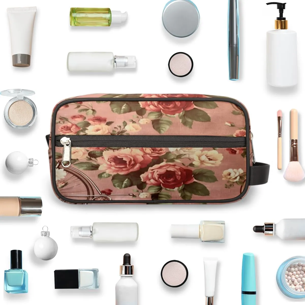 QsirBC Modern Retro Pattern Toiletry Bag for Men Travel Makeup Organizer Mens Shaving Kit Bag Traveling Cosmetic Bags for Toiletries Accessories