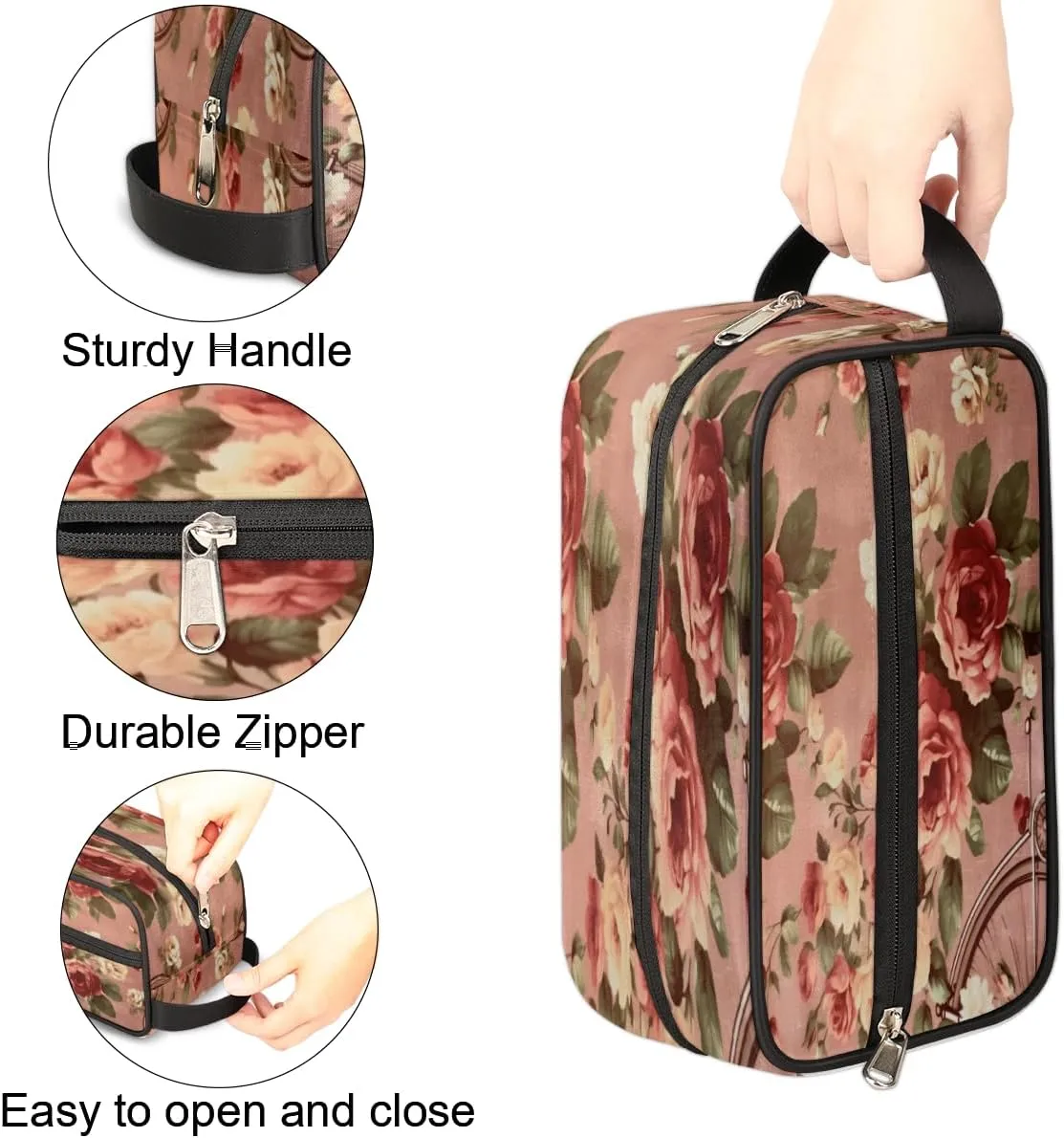 QsirBC Modern Retro Pattern Toiletry Bag for Men Travel Makeup Organizer Mens Shaving Kit Bag Traveling Cosmetic Bags for Toiletries Accessories