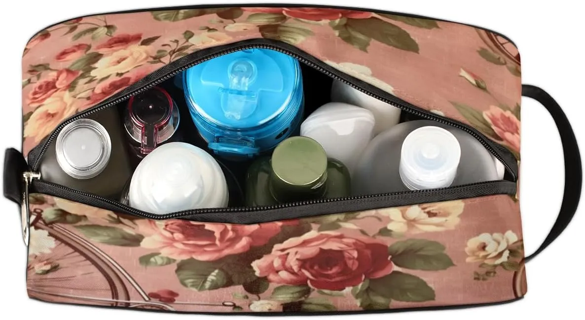 QsirBC Modern Retro Pattern Toiletry Bag for Men Travel Makeup Organizer Mens Shaving Kit Bag Traveling Cosmetic Bags for Toiletries Accessories