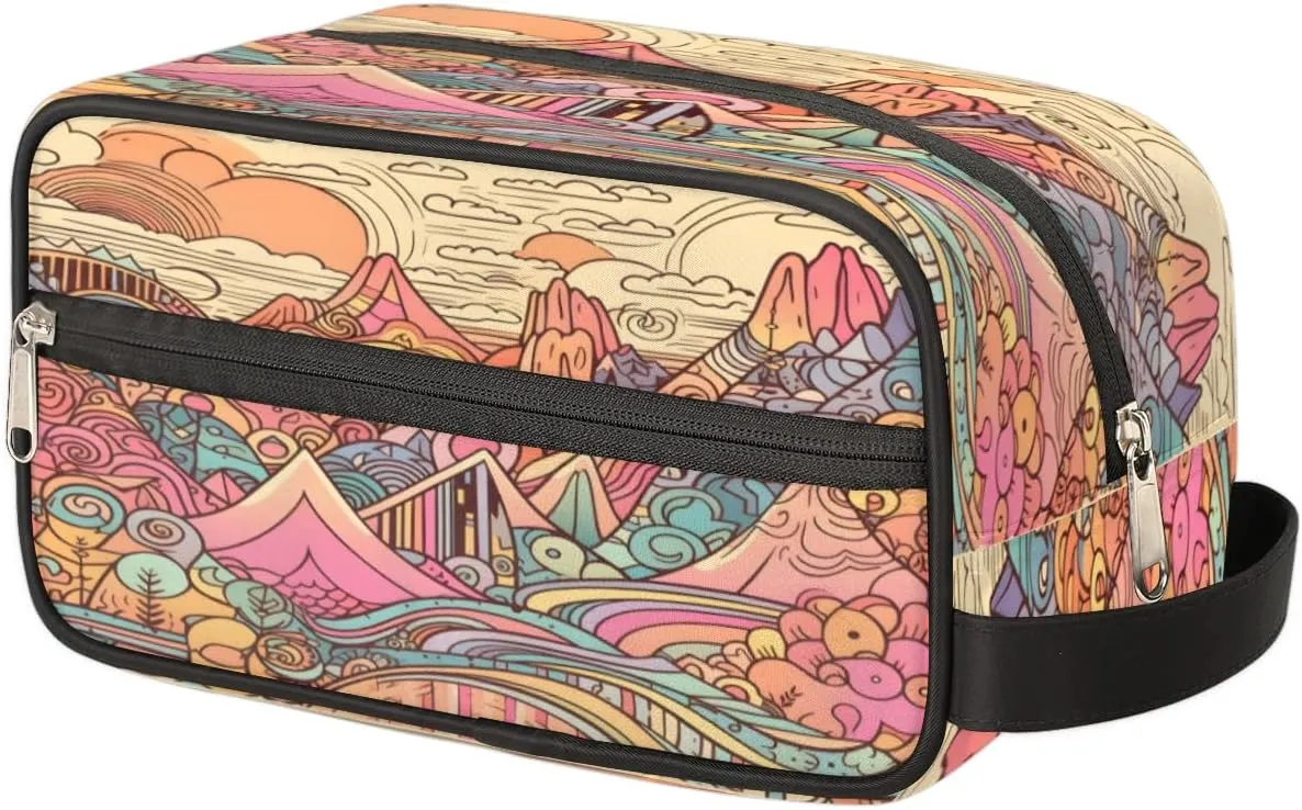 QsirBC Scenery Modern Texture Toiletry Bag for Men Travel Makeup Organizer Mens Shaving Kit Bag Traveling Cosmetic Bags for Toiletries Accessories