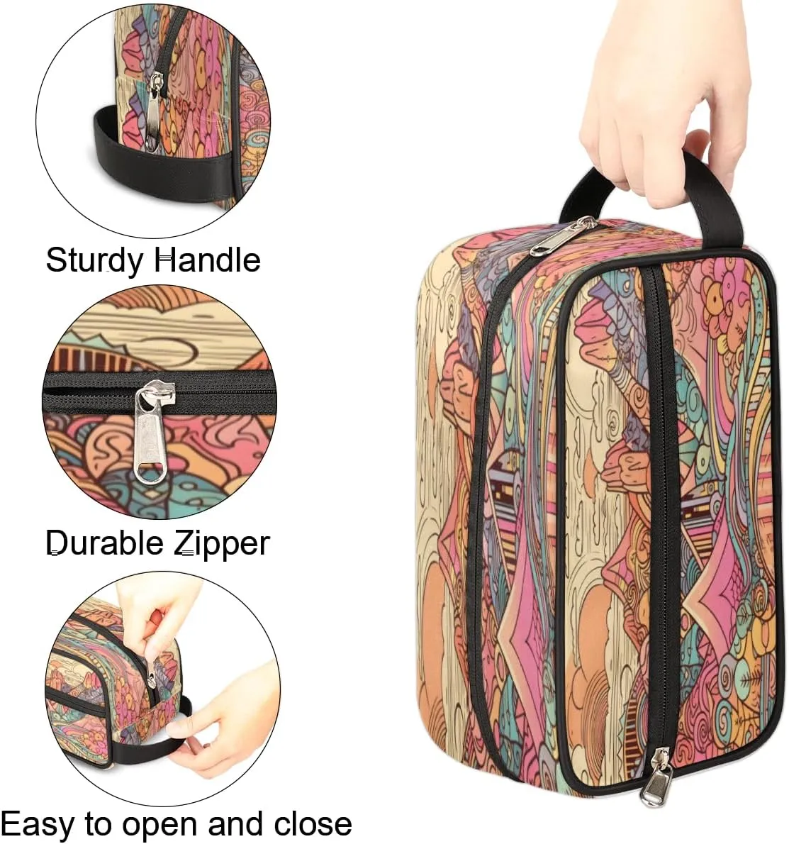 QsirBC Scenery Modern Texture Toiletry Bag for Men Travel Makeup Organizer Mens Shaving Kit Bag Traveling Cosmetic Bags for Toiletries Accessories