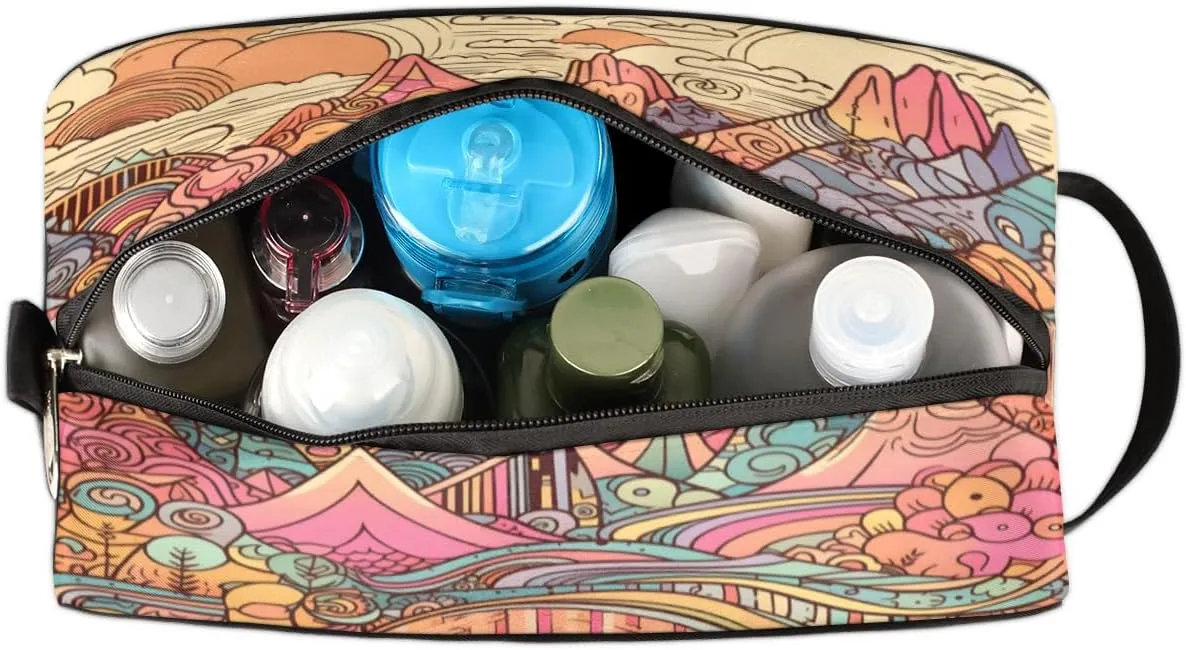 QsirBC Scenery Modern Texture Toiletry Bag for Men Travel Makeup Organizer Mens Shaving Kit Bag Traveling Cosmetic Bags for Toiletries Accessories