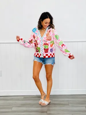 Queen Of Sparkles Bunny Sequin Checkered Cardigan (Reg. & Plus)