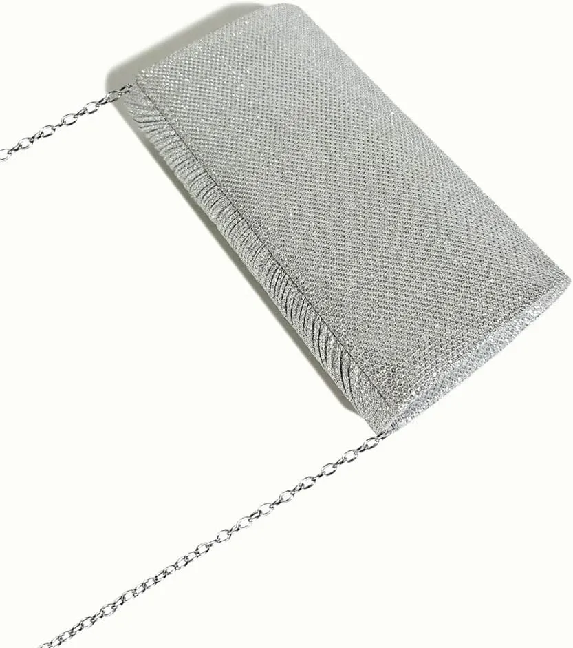Rhinestone Bow Clutch Purses Women Chic Shiny Evening Handbag Evening Clutch Bag with Chain for Party Prom Wedding