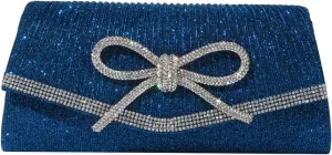 Rhinestone Bow Clutch Purses Women Shiny Evening Handbag Chic Evening Clutch Bag with Chain for Party Prom Wedding