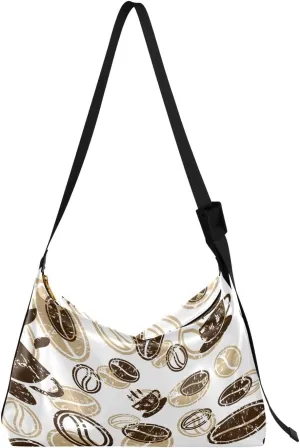 Seamless Coffee Pattern Hobo Crossbody Bags for Women Leather Large Shoulder Bag Cross Body Trendy Trendy Womens Tote Bags Handbag for Travel Shopping