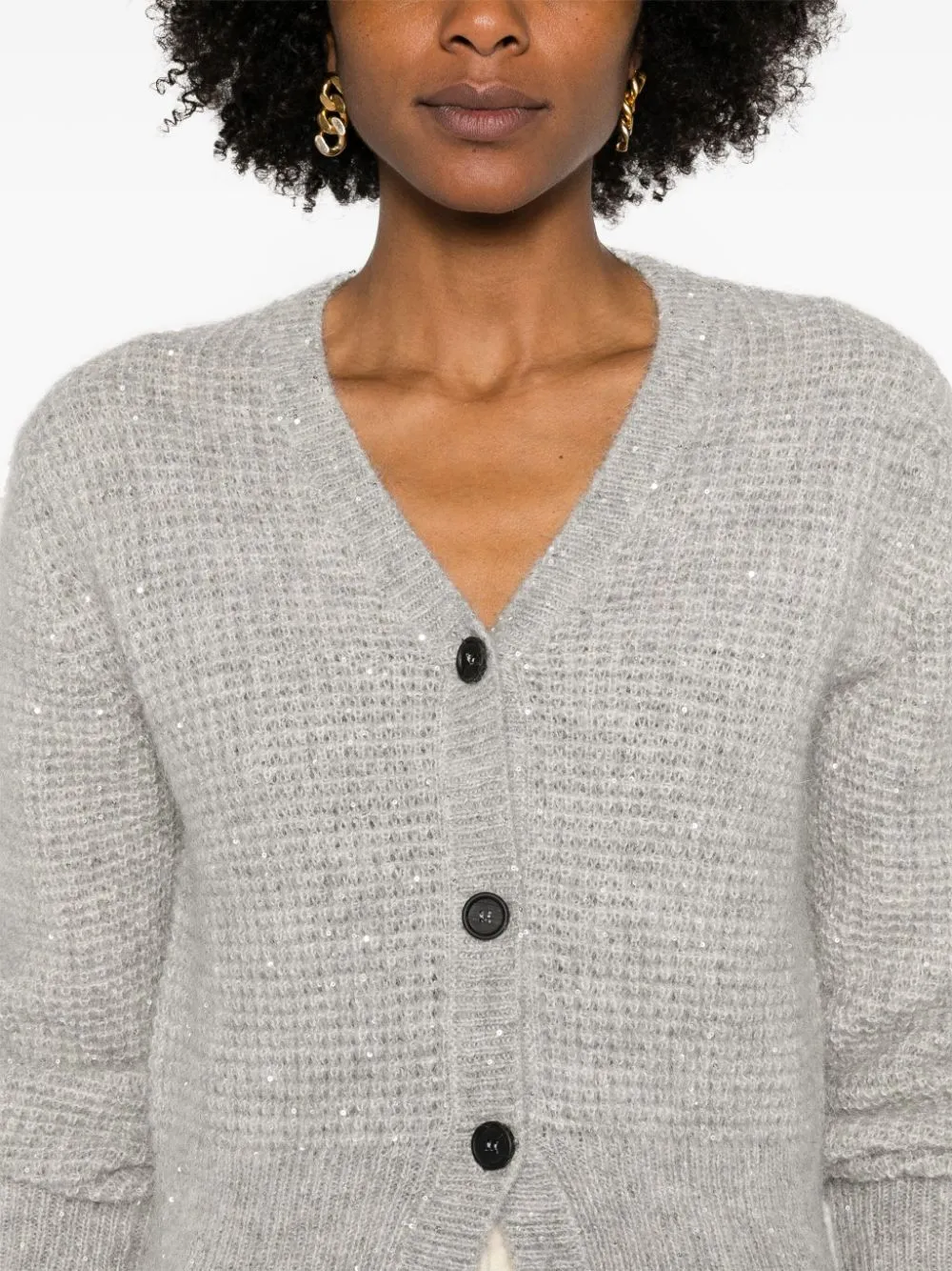 sequinned mohair-blend cardigan