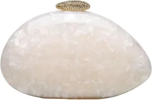 Shell Shape Purse for Women Premium Acrylic Clutch Purse Chic Marble Evening Bag for Wedding Prom Fancy Seashell Bags