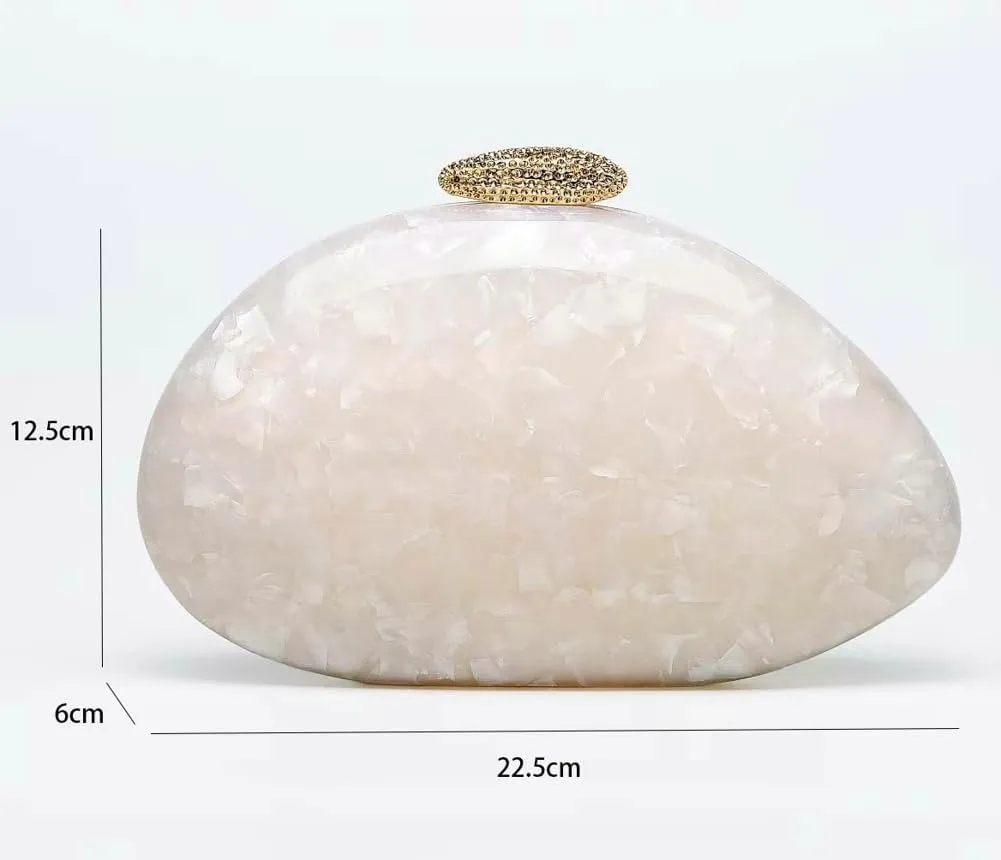 Shell Shape Purse for Women Premium Acrylic Clutch Purse Chic Marble Evening Bag for Wedding Prom Fancy Seashell Bags