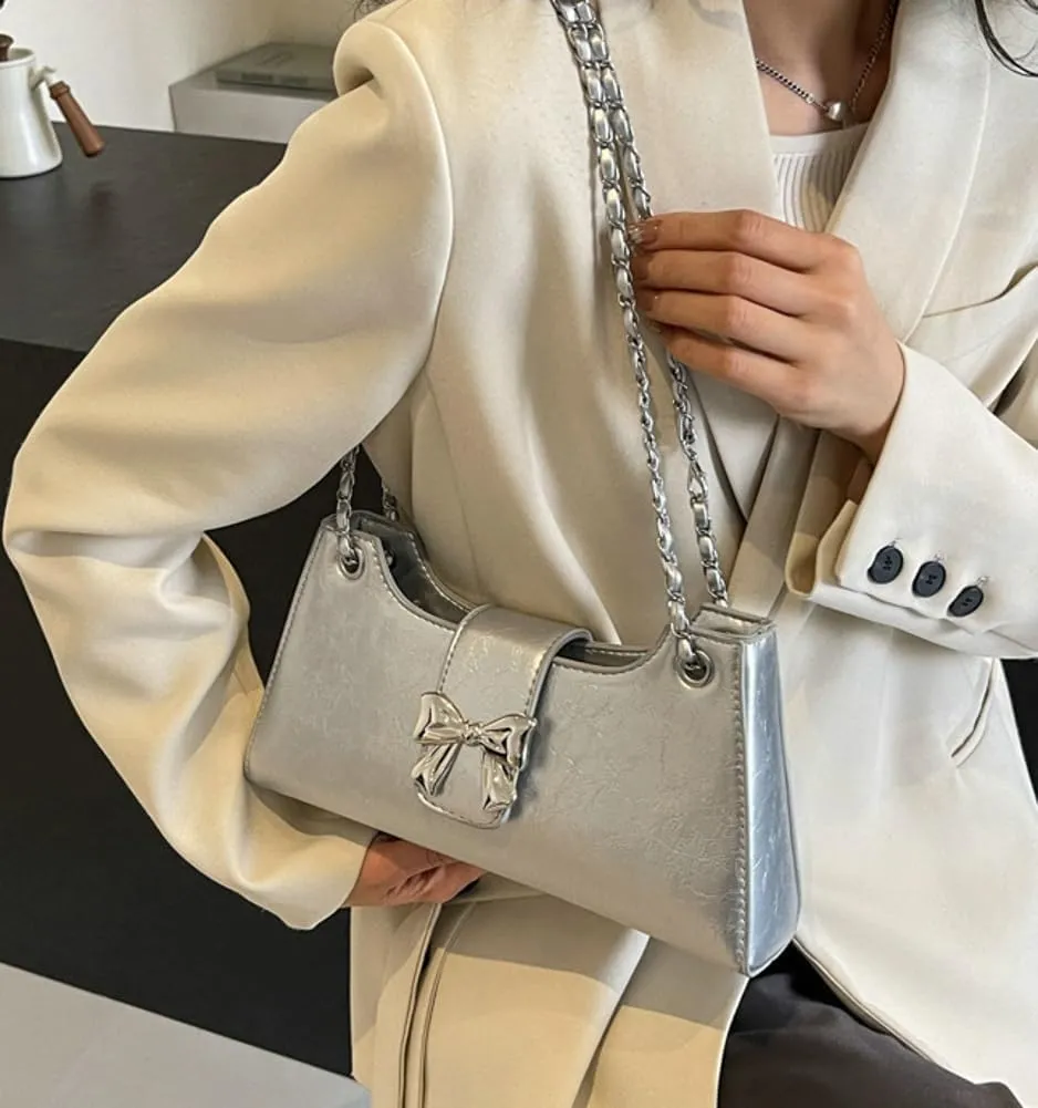 Shoulder Bag for Women Trendy Cute Bow Tote Bags Purse Y2k Hobo Crossbody Bags Casual
