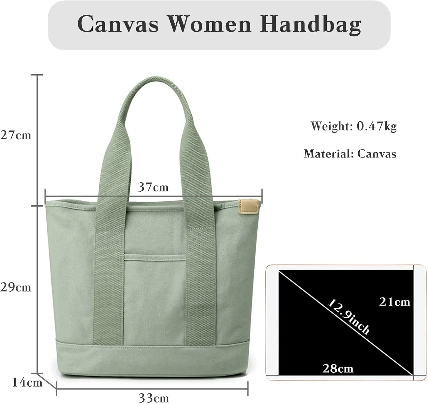 Shoulder Casual Top Handle Large Capacity Chic Hobo for Work Shopping Travel Dail Women Handbag Canvas Tote