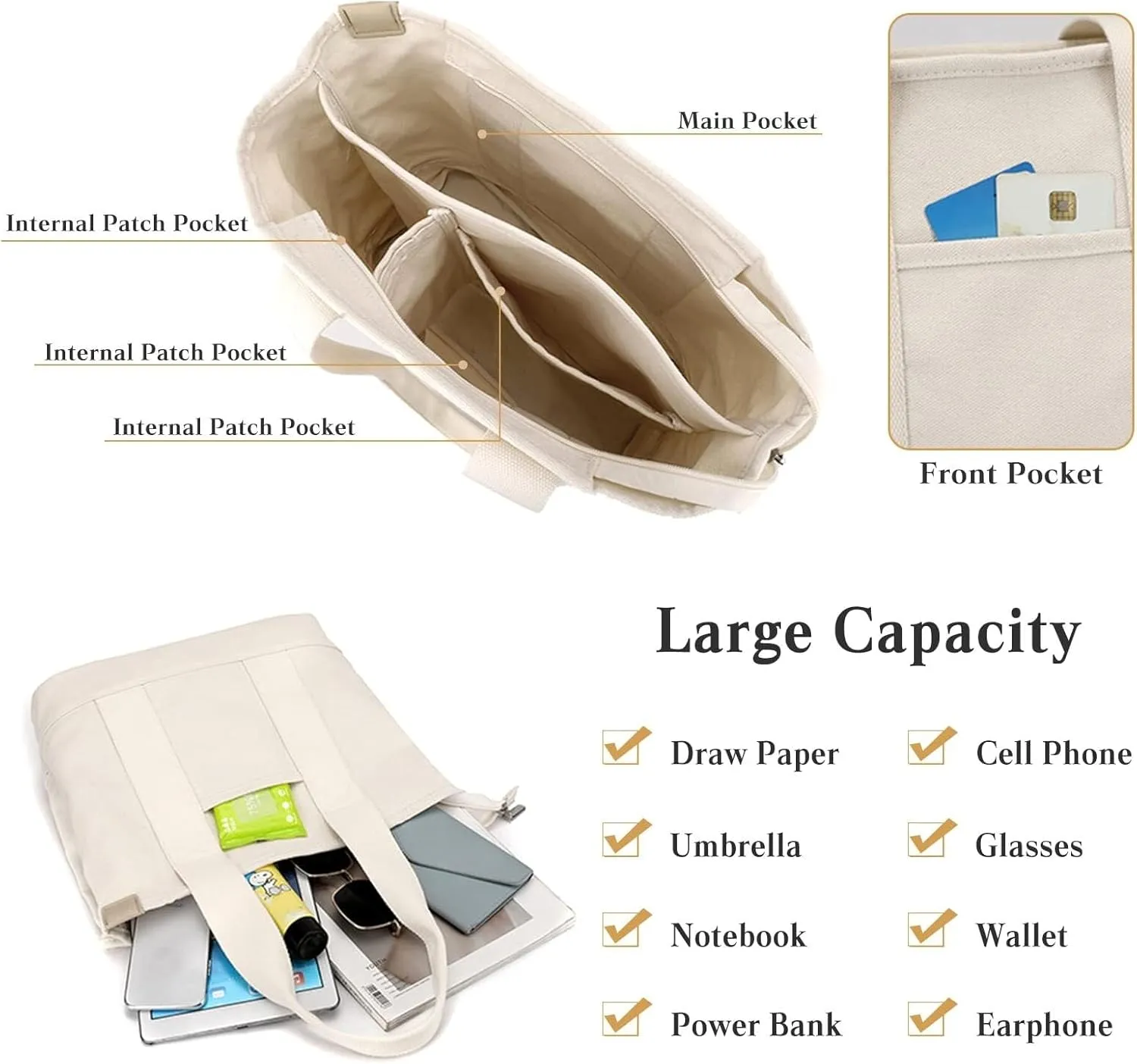 Shoulder Casual Top Handle Large Capacity Chic Hobo for Work Shopping Travel Dail Women Handbag Canvas Tote
