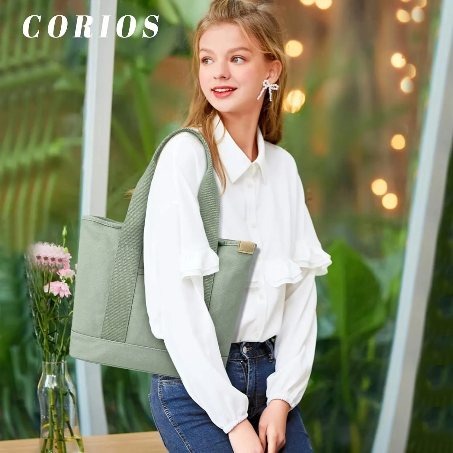 Shoulder Casual Top Handle Large Capacity Chic Hobo for Work Shopping Travel Dail Women Handbag Canvas Tote