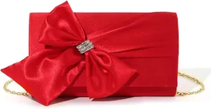 Silk Bow Clutch Purses for Women Rhinestone Evening Handbag Chic Trendy Evening Clutch Bag for Party Prom Wedding 2025