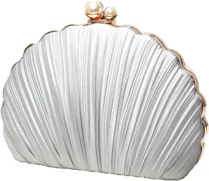 Silk Evening Clutch Purses Women Chic Shell-shaped Evening Handbag Evening Clutch Bag with Chain for Prom Wedding 2025
