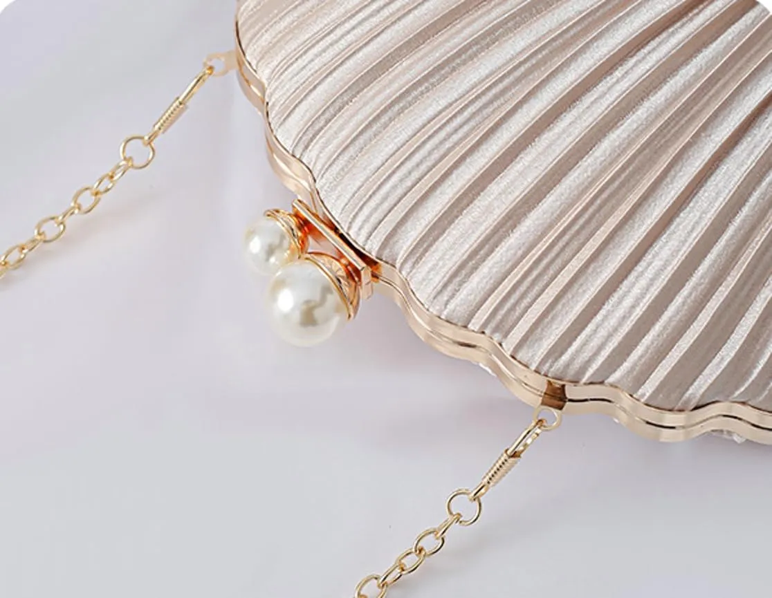 Silk Evening Clutch Purses Women Chic Shell-shaped Evening Handbag Evening Clutch Bag with Chain for Prom Wedding 2025