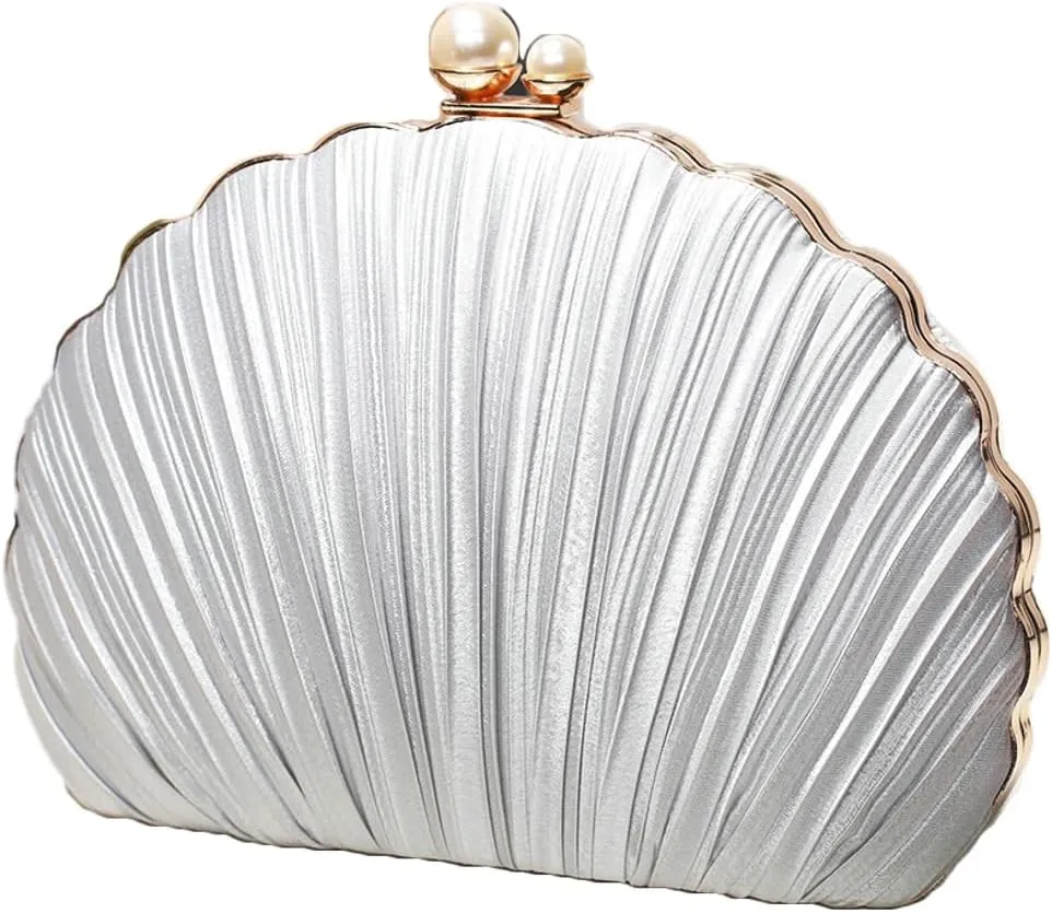 Silk Evening Clutch Purses Women Chic Shell-shaped Evening Handbag Evening Clutch Bag with Chain for Prom Wedding 2025