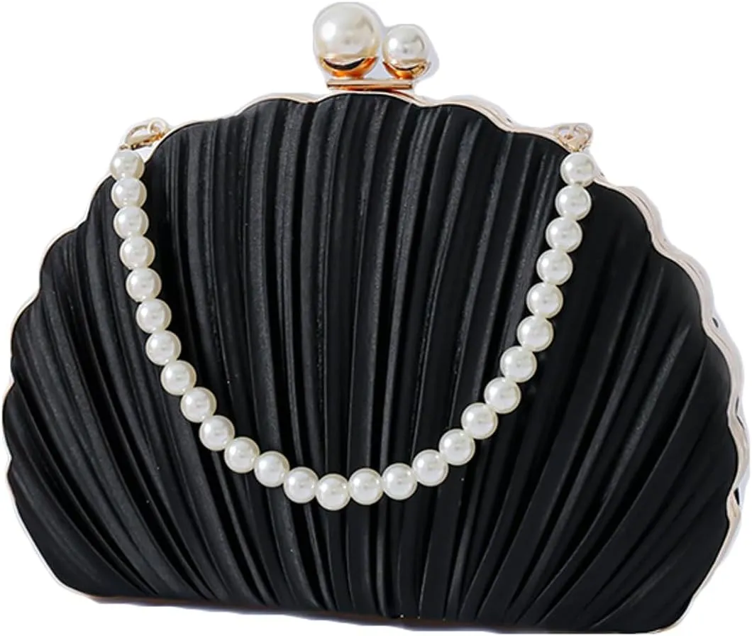 Silk Evening Clutch Purses Women Chic Shell-shaped Evening Handbag Evening Clutch Bag with Chain for Prom Wedding 2025