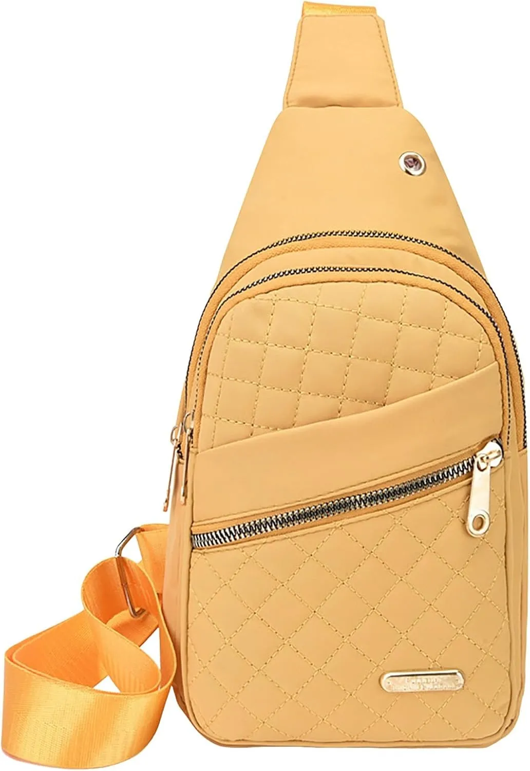 Simple Women's Chest Bag New Layer Embroidery Line Large Capacity Chest Backpack Girls Laptop (Yellow, One Size)