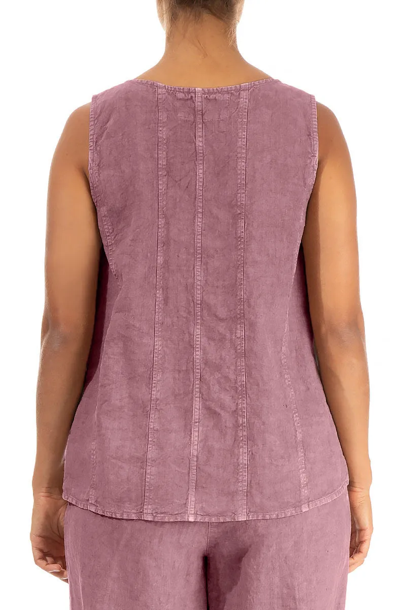 Sleeveless Off-Dye Mauve Taupe Linen Top