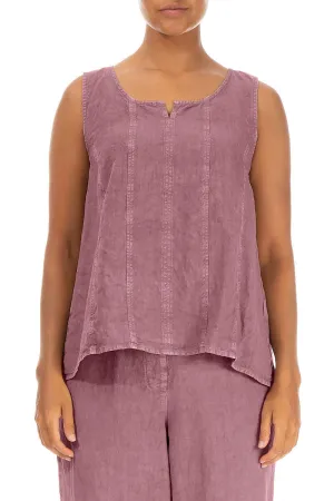 Sleeveless Off-Dye Mauve Taupe Linen Top
