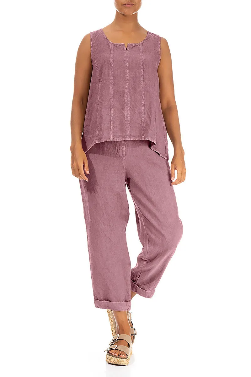 Sleeveless Off-Dye Mauve Taupe Linen Top