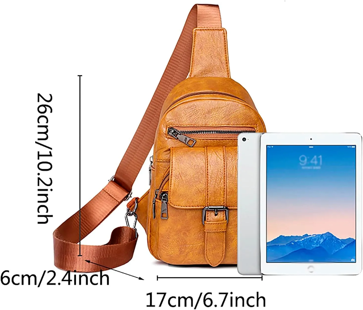 Sling Bag Crossbody Women Men Men And Women Chest Bag Sling Bag Small Crossbody PU Leather Satchel Daypack