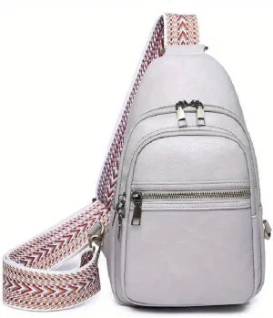 Sling Bag for Women Men Crossbody Purse Fanny Packs Leather Sling Chest Bags Backpack (Light Gray)
