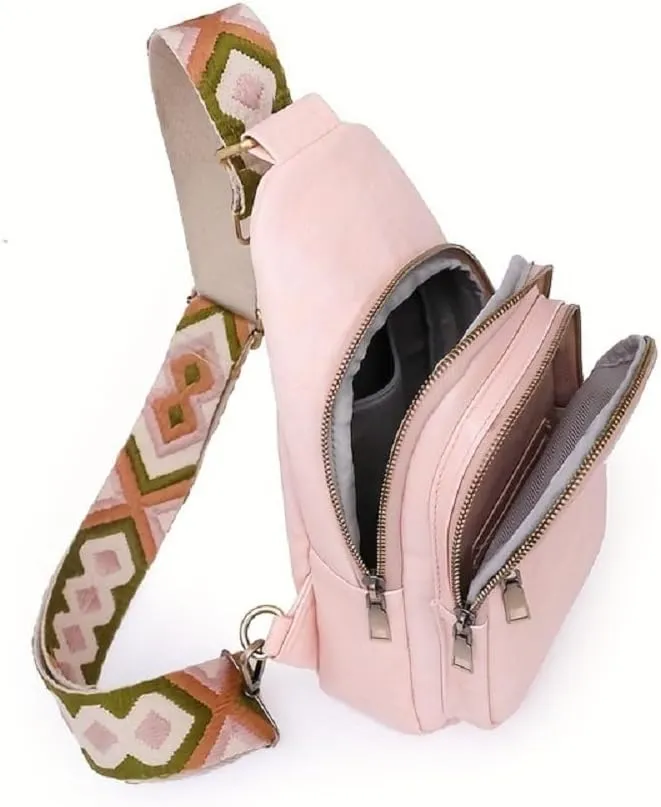 Sling Bag for Women Men Crossbody Purse Fanny Packs Leather Sling Chest Bags Backpack (Light Gray)