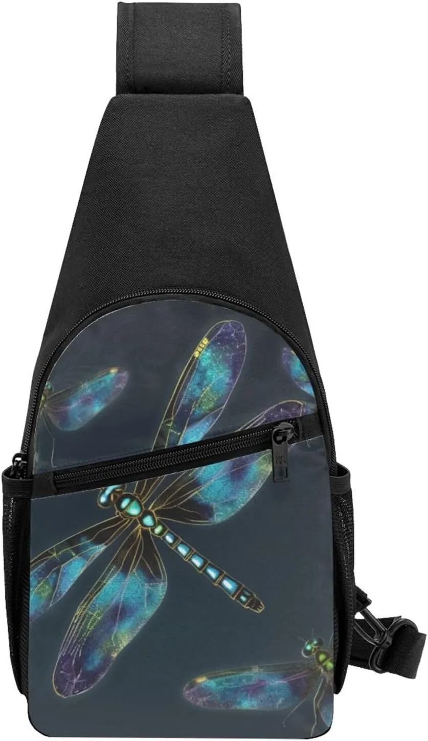 Sling bag for Women Men Trendy Sling Bakpack Casual Chest Bag Dragonfly Fanny Pack for Travel Hiking